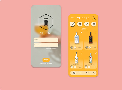 Cheers Beverage App adobe adobexd app design figma illustration ui ux