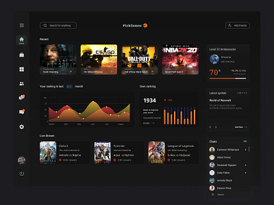 Game Platform Interface Design dashboard design game platform play streaming service ui ux web design