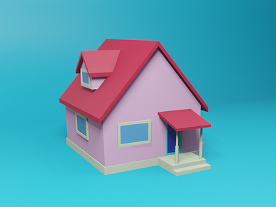 3D modelling of Beach House 3d blender design house illustration minimal modelling pink