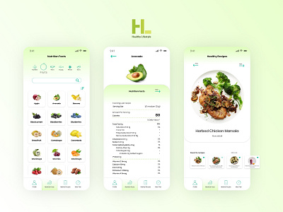 Healthy Lifestyle - App Concept healthy lifestyle mobile app recipes ui ux