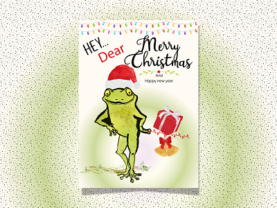 Christmas Card with Funny Frog | Merry Christmas | Greetings