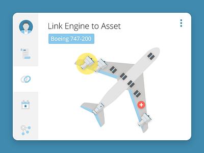 Link Engine to Asset 747 aerdata aircraft asset aviation boeing card design