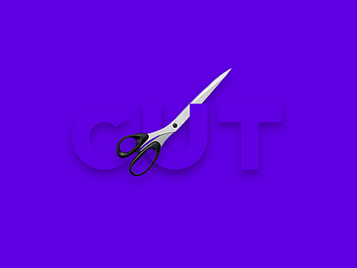 Cut - Word dropshadow objective plaincolor scissor typo