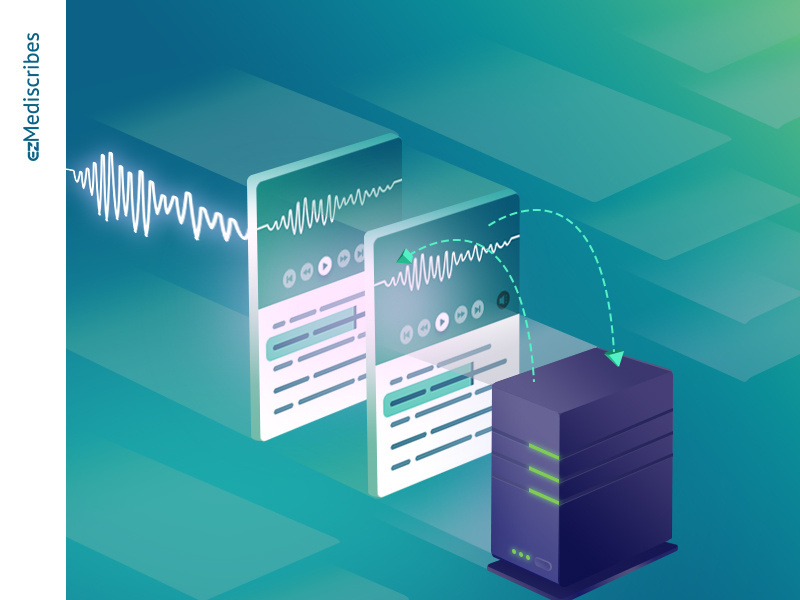 ezMedicribes server sound wave sound to data transfer sound sound transcript