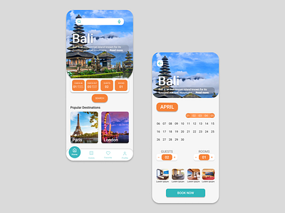 Hotel Booking App Ui appp colors colorscheme design digital hotel iphone minimal mobile neumorphism orange round shadow skeuomorphic stream ui uiux