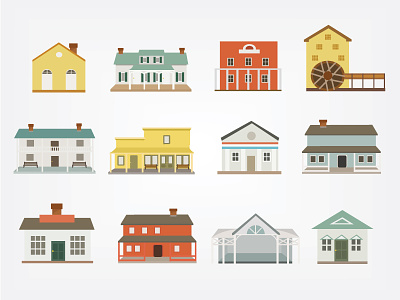 Pioneer Villager Houses flat game house icon illustration pioneer vector village