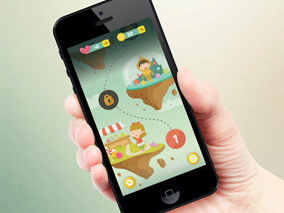 Candy Smasher game illustration iphone island levels map ui ux vector