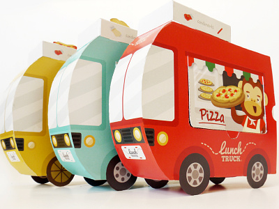 Lunch Truck: Lunch to Go animal dog hamburger hot illustration lunch package packaging pizza truck
