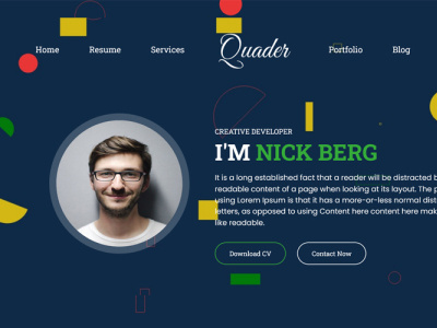 Quader - Personal Portfolio Template graphic design vcard