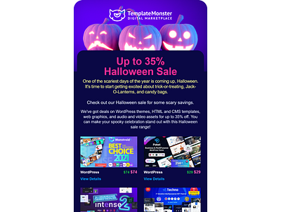 Template Monster Halloween Sale 2022 branding design graphic design ico template ico website illustration logo ui vcard vector website