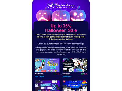 Template Monster Halloween Sale 2022 branding design graphic design ico template ico website illustration logo ui vcard vector website