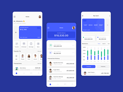 Finance mobile app screens by Hegman on Dribbble