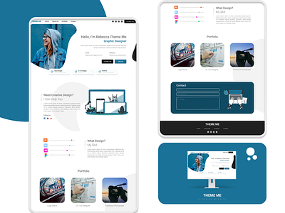 Theme Me - Personal Landing Page design flat flatdesign illustration logo minimal ui ux vector web