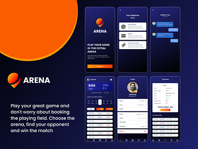 Arena - Futsal Field Booking Application branding design flat graphic design illustration logo minimal typography ui ux vector