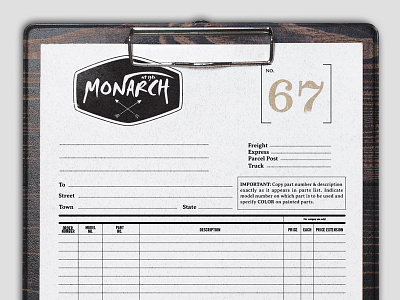 Monarch Motorcycles - Parts Order Form