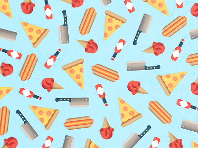 Pizza & Ice Cream cool flat gradient great hot dog icecream junk food knife pattern pizza sprinkles wow