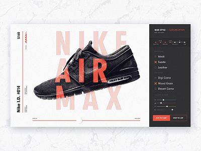 Sneaker Settings 007 airmax dailyui interface jumpman nike ui web