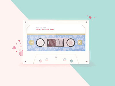 "Can't Hardly Date" cassette illustration mixtape prpl valentines vector