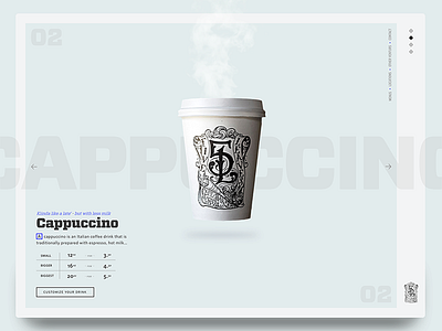 Floating Cap blue cappuccino card clean coffee fiveleaves steam ui web weed