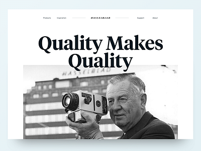 Victor Hasselblad design grid hasselblad quality simple type ui victor website white