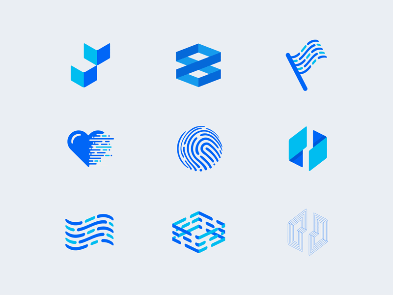 Logo Explorations blue brand branding geometric hacker identity logo minimal security tech