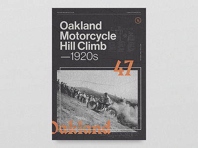 Oakland Motorcycle Club blackletter chains damn harley hill climb layout life motorcycles oakland poster texture