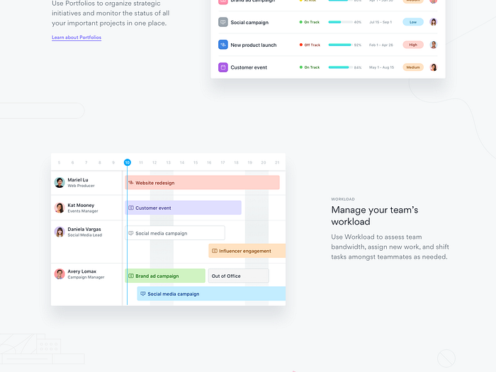 Asana Business—Header study by Devin Jacoviello for Asana on Dribbble