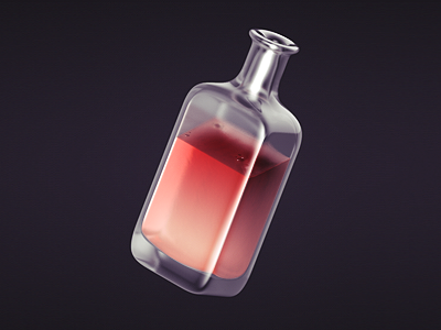 Glug 3d bottle bubbles glass health icon isometric potion