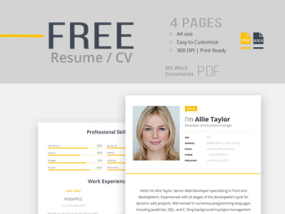 Free Resume Template creative cv freebie modern pdf photoshop psd resume skills template word