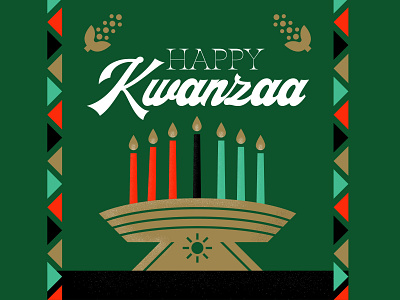 Happy Kwanzaa Social Graphics african candles corn holiday illustration kwanzaa socialmedia sun texture typography