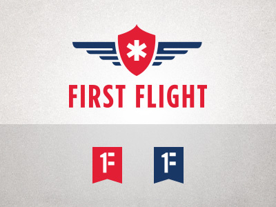 First Flight air ambulance design logo medical shield wings