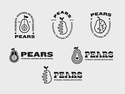 PEARS Logos brain branding education icon logo pear psychology school typography