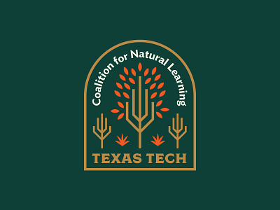 Texas Tech Coalition for Natural Learning badge branding coalition education learning logo monoline nature plants tree typography