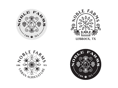 Noble Farms - Logo Mock-ups branding farm flower fruit logo monogram monoline peach typography