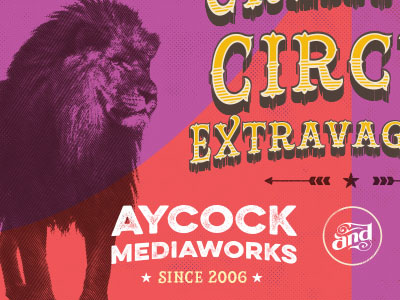 AMW/Big Top Lobby Signage big top circus color design elephant lion retro texture typography