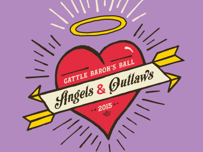 2015 Cattle Baron's Ball concept angels arrows day of the dead design hand drawn outlaws sacred heart typography