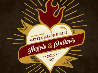 2015 Cattle Baron's Ball concept 2 angels arrows day of the dead design hand drawn outlaws sacred heart typography