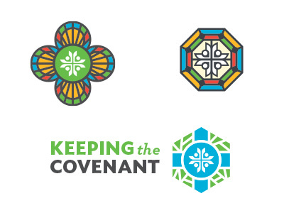 Covenant Campaign Icons colorful cross design faith hospital logo stained glass typography