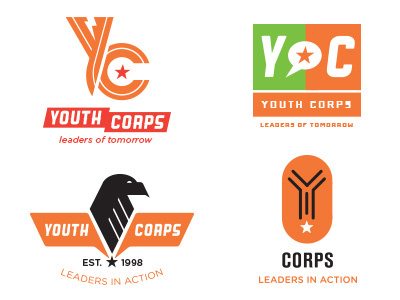 Y Corps logo concepts corps design dog tag eagle lightning bolt logo typography y youth