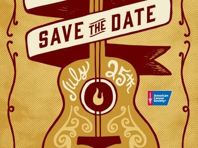 2015 Cattle Baron's Ball-Save the Date angels arrows day of the dead design guitar hand drawn outlaws sacred heart typography