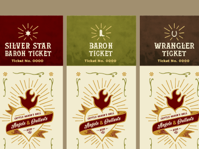 2015 Cattle Baron's Ball ticket designs