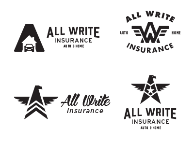 All Write Insurance concepts auto design eagle home insurance interlocking logo star