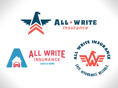 All Write Insurance concepts color auto design eagle home insurance interlocking logo star