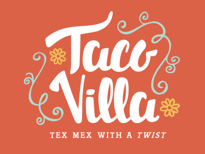 Taco Villa re-brand day of the dead design flowers logo mexican taco tex mex texas villa
