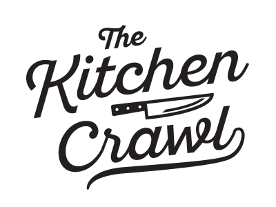 Kitchen Crawl event logo crawl design food foundation kitchen knife logo script wine