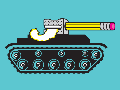 Creative Combat illustration design eraser illustration pencil sharpener tank wheels