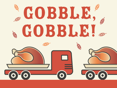 Turkey Day design fall gobble illustration leaves thanksgiving truck turkey