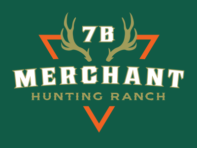 Merchant Hunting Ranch logo animals deer design green guns hunting logo orange ranch typography