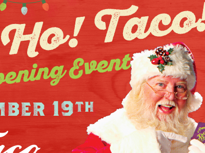 Ho! Ho! Ho! branding christmas color design direct mail lights postcard retro santa claus taco typography