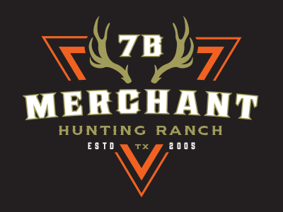 Merchant Hunting Ranch logo animals deer design green guns hunting logo orange ranch typography